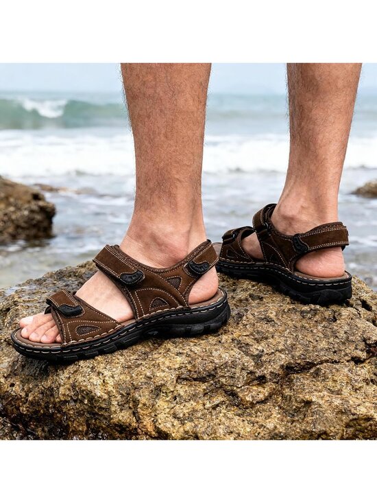 Men\'s Brown 2  Sandals Leather Open Toe Beach Sandal Outdoor Sport Hiking main image 6